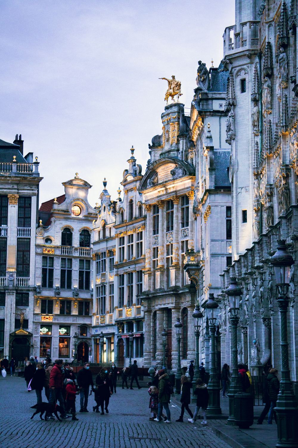 Grote Markt van Brussel bij valavond