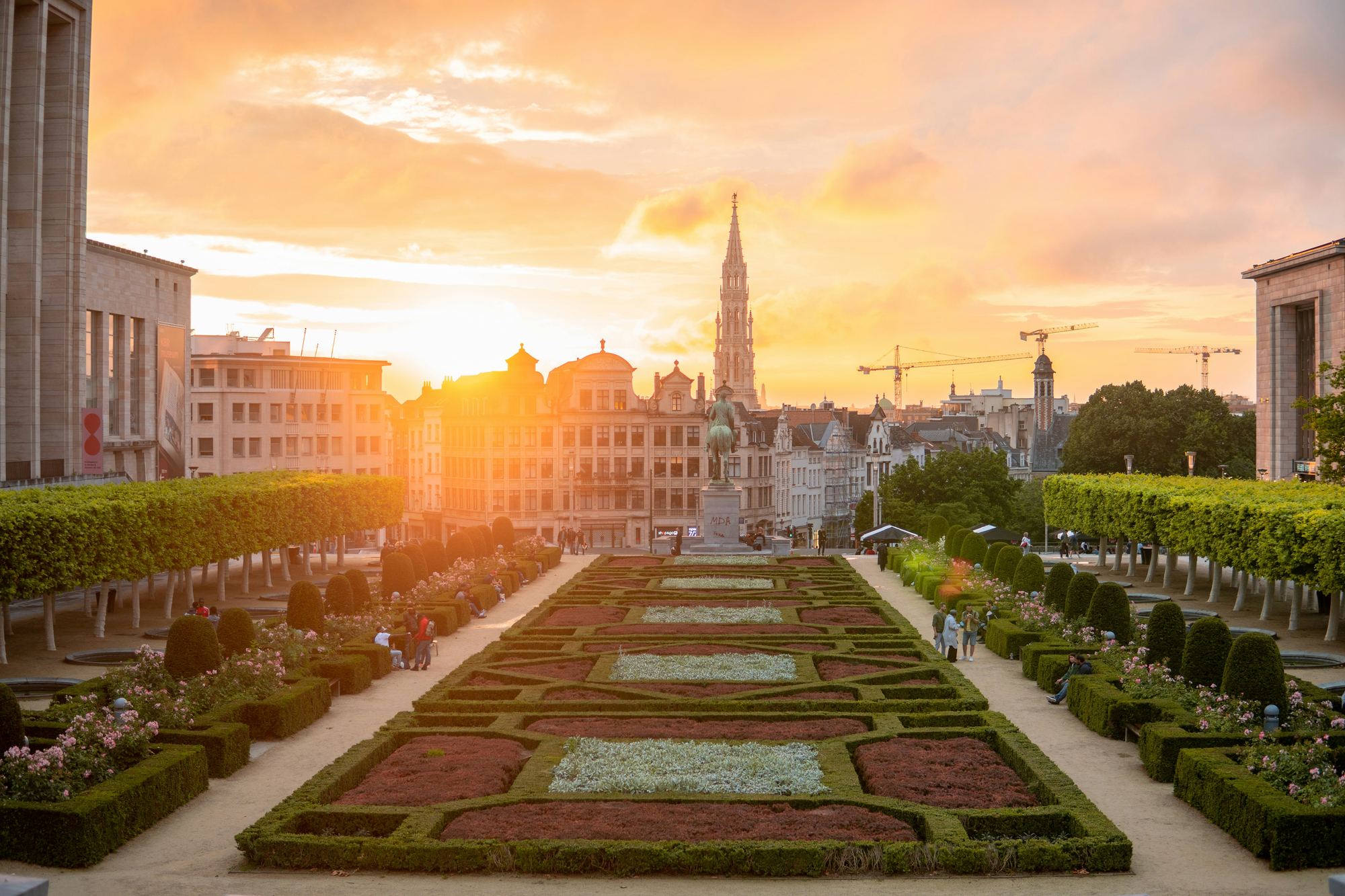 Kunstberg in Brussel bij zonsondergang